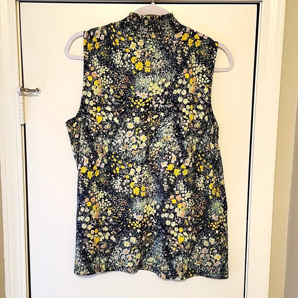 🍁Ann Taylor Factory High Neck Sleevless Floral Print Blouse - Picture 4 of 5